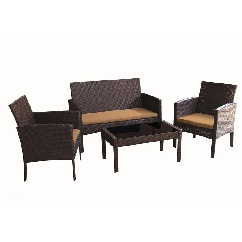 tessio 4 piece rattan seating group with cushions