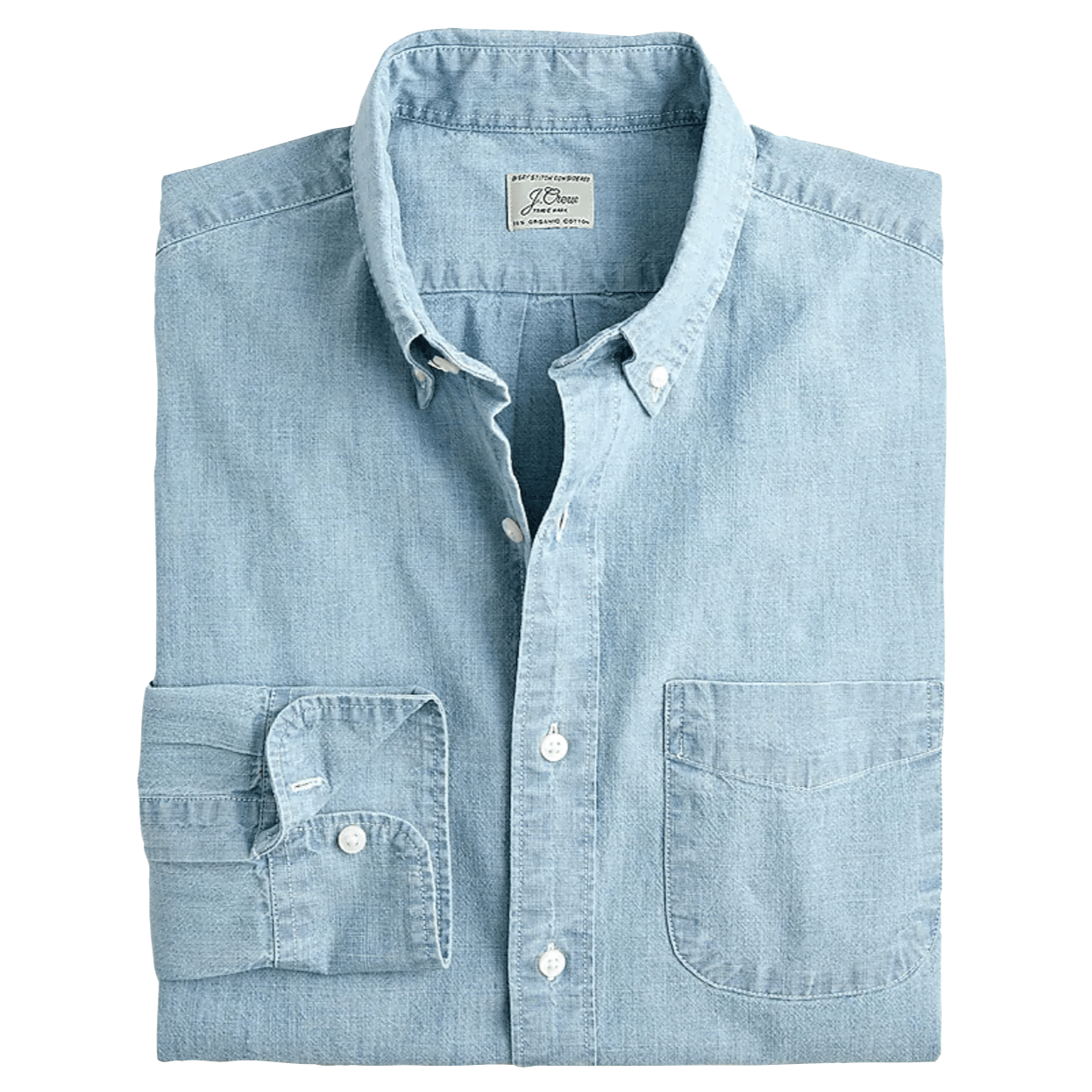 stretch organic cotton chambray shirt in light wash