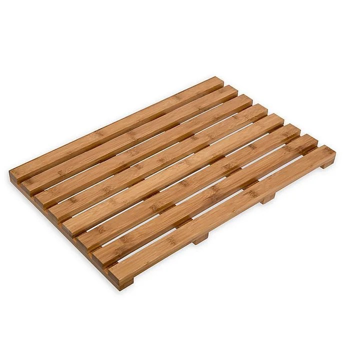 wood bath mat