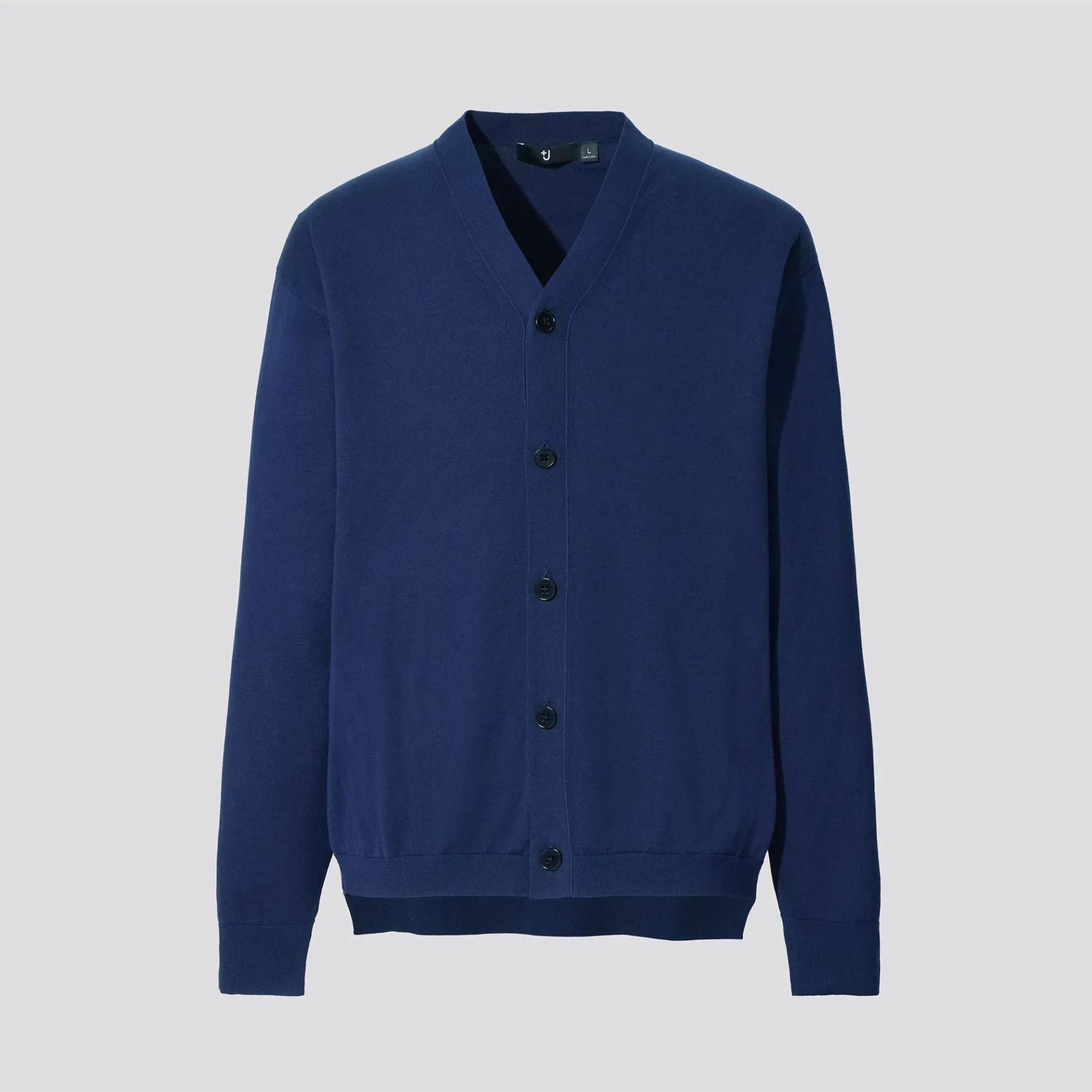 MEN +J SILK COTTON V-NECK LONG-SLEEVE CARDIGAN