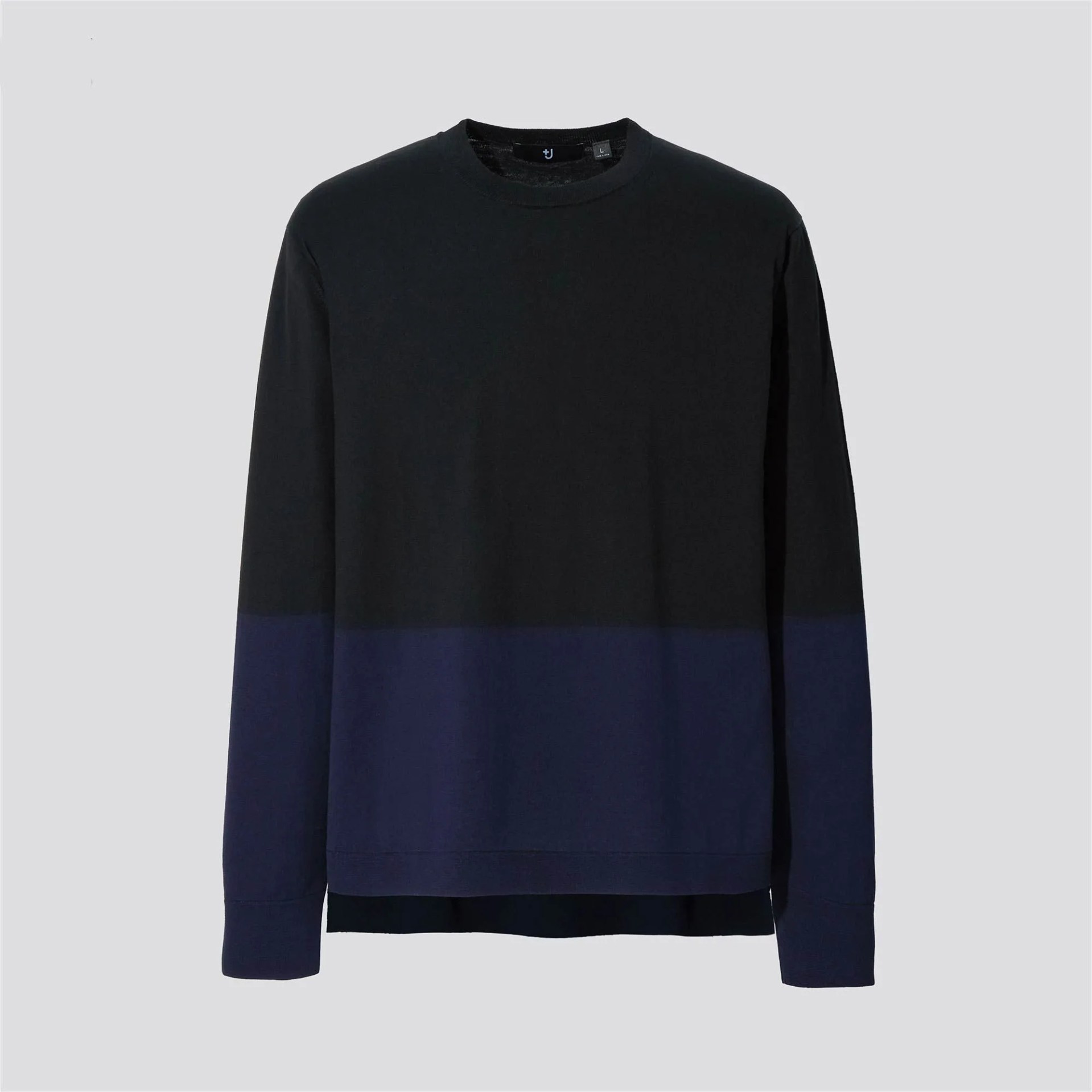 MEN +J SILK-COTTON CREW NECK LONG-SLEEVE SWEATER