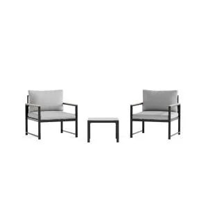 meg 3piece metal patio conversation set with light gray cushions
