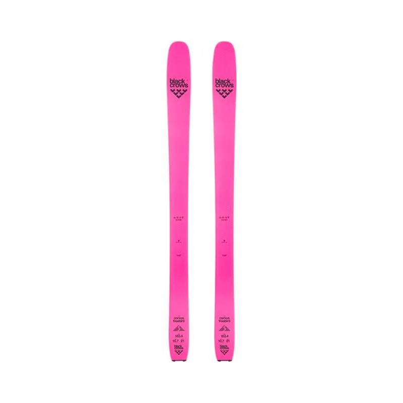 a pair of pink skis