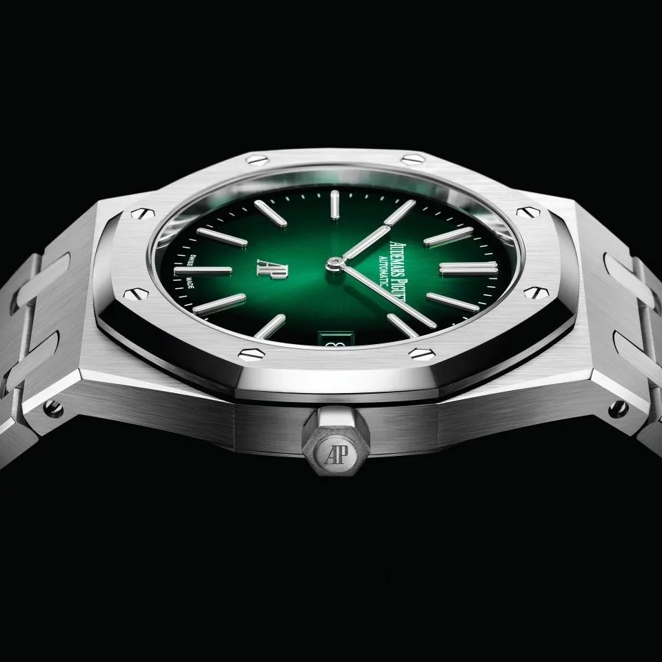 ap royal oak extra thin 15202 green sunburst