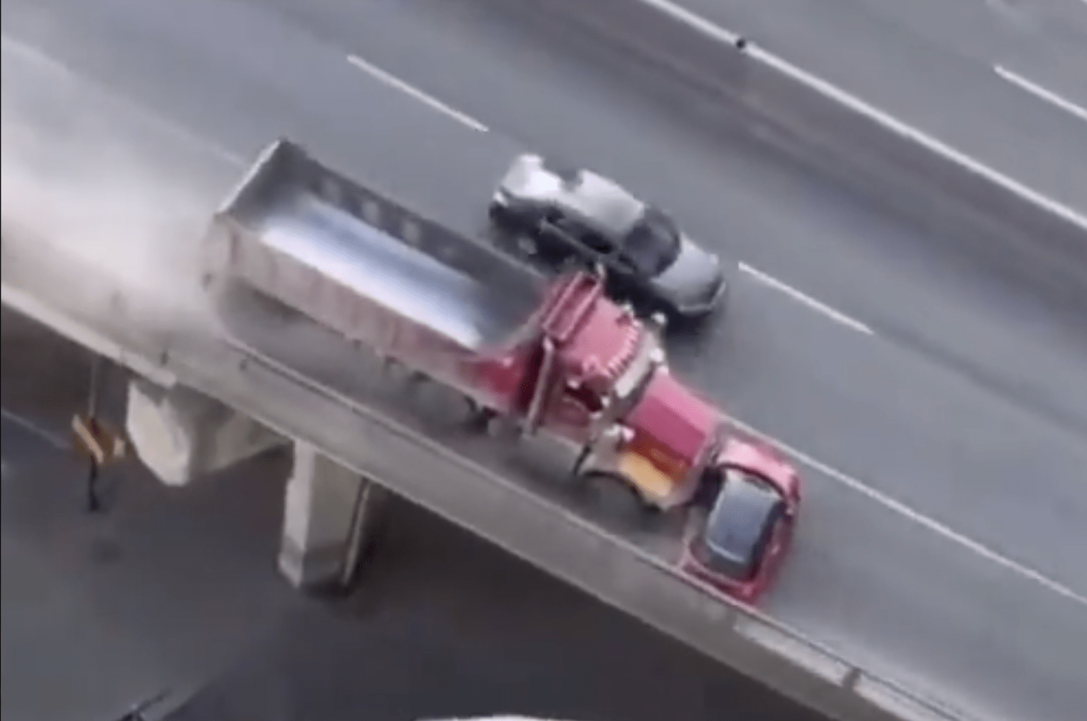 mini getting hit by truck