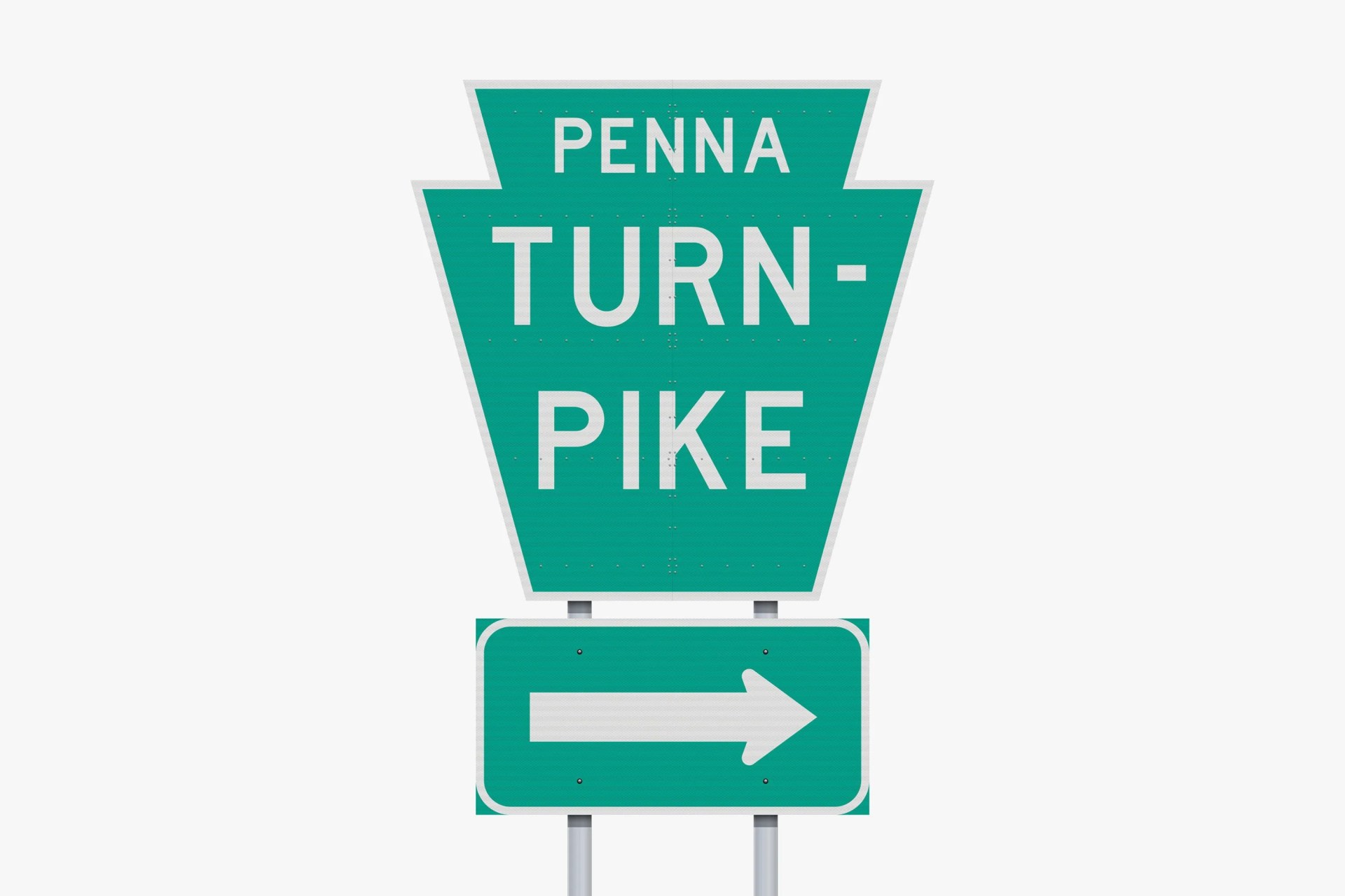 vector illustration of the penna turnpike road sign on metallic posts