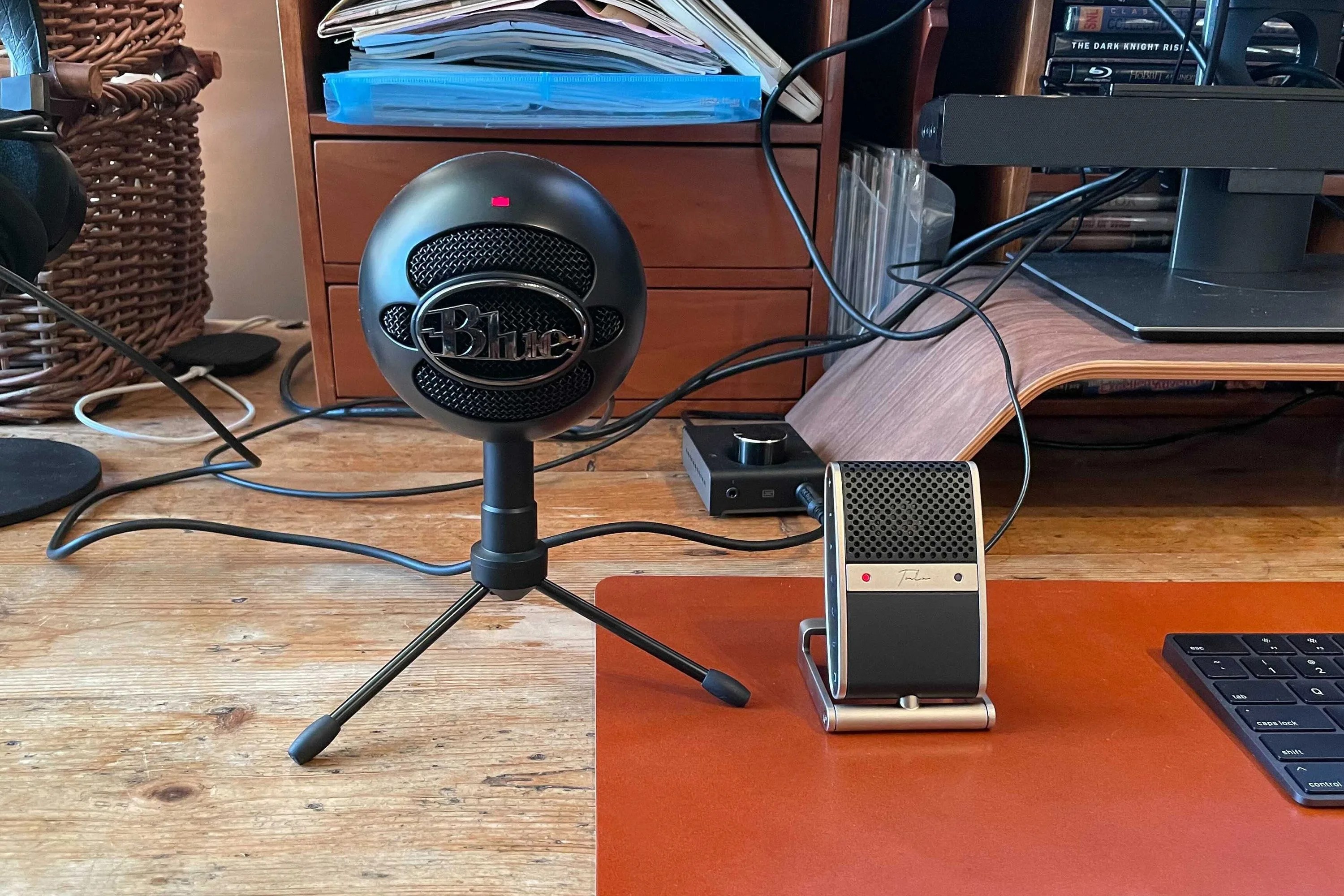 black snowball mic and tula mic