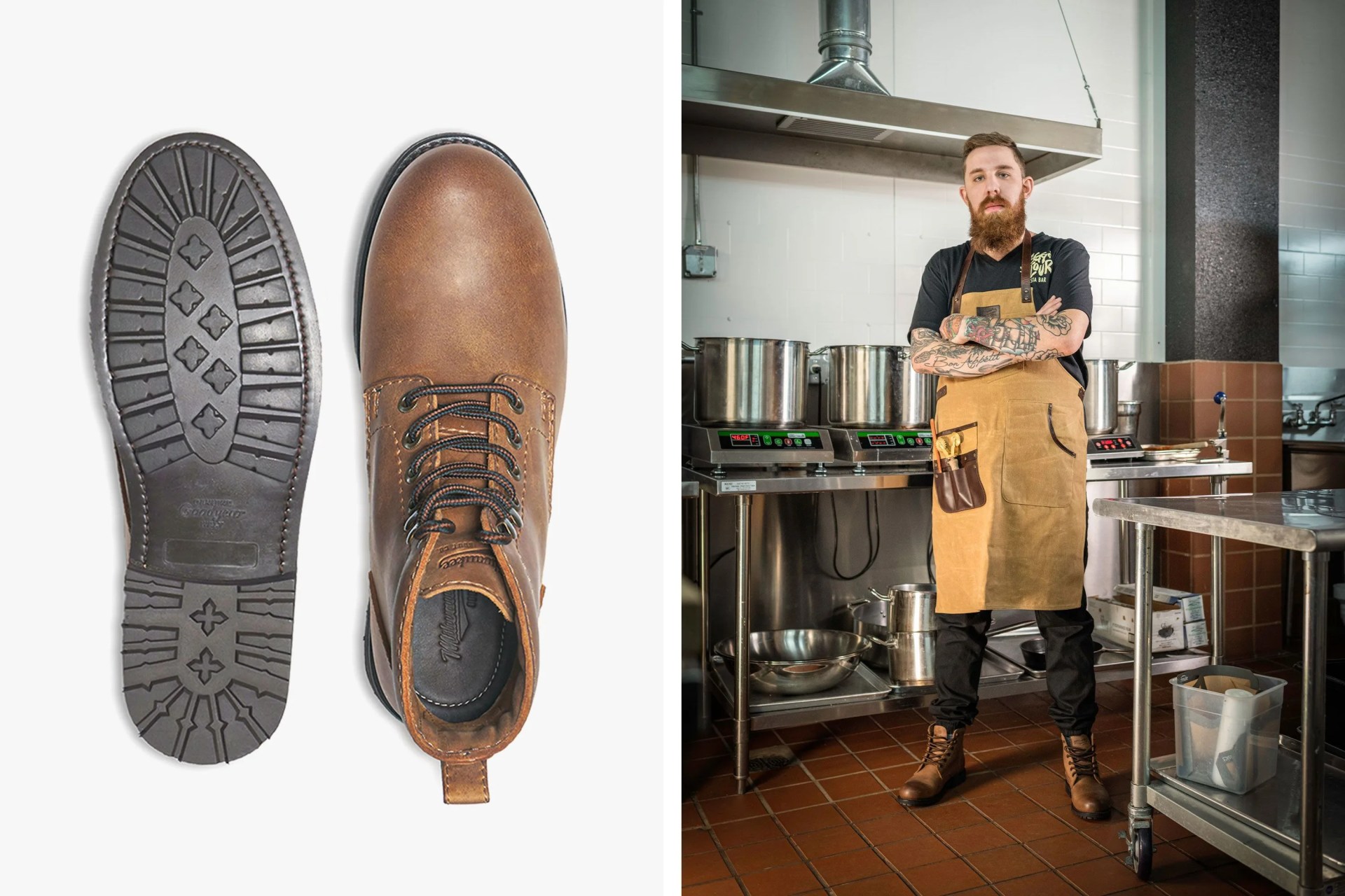 man wearing milwaukee pfister boot