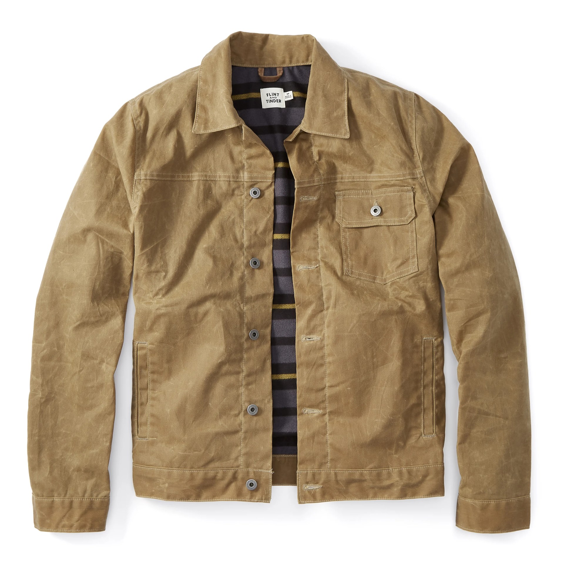 flint and tinder flannellined waxed trucker jacket