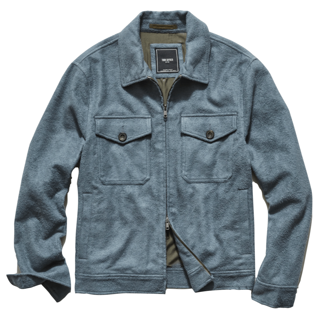 italian boucle zip guide jacket in blue