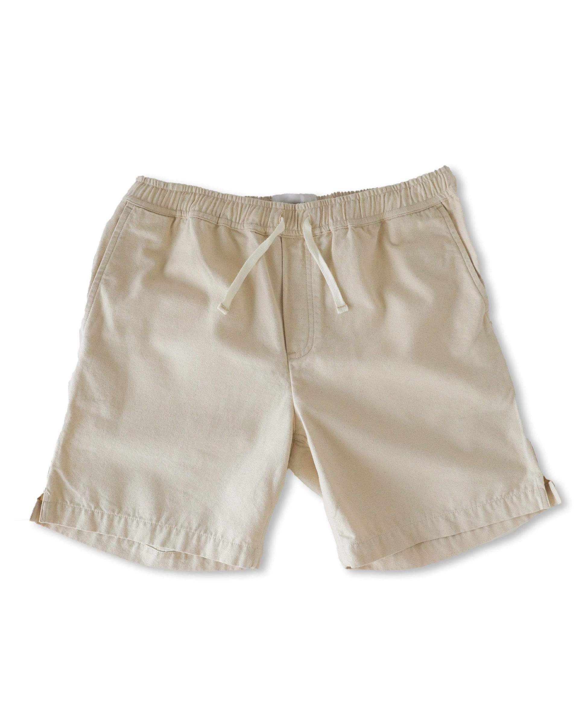 White drawstring cotton shorts