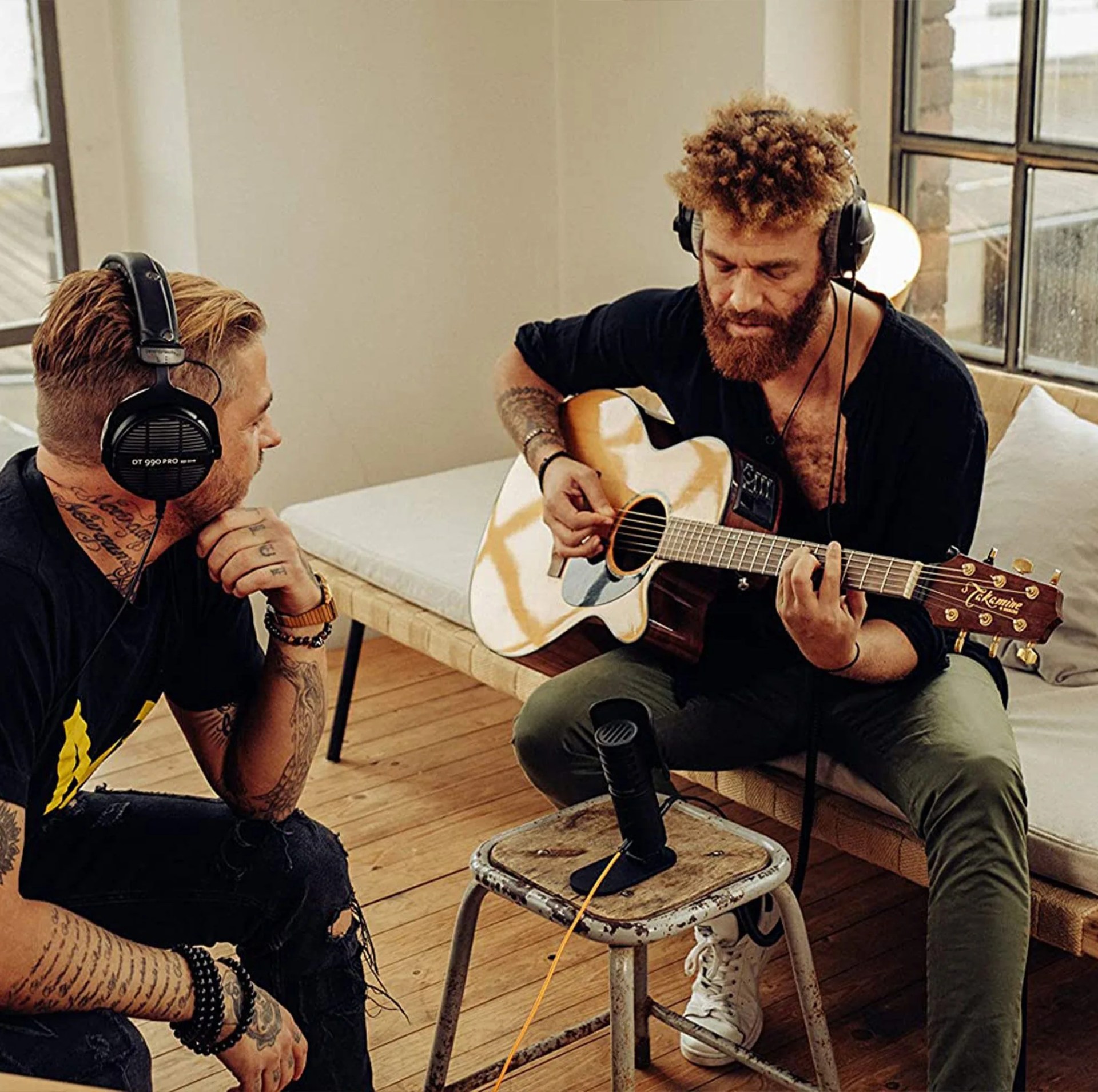 two men using beyerdynamic headphones