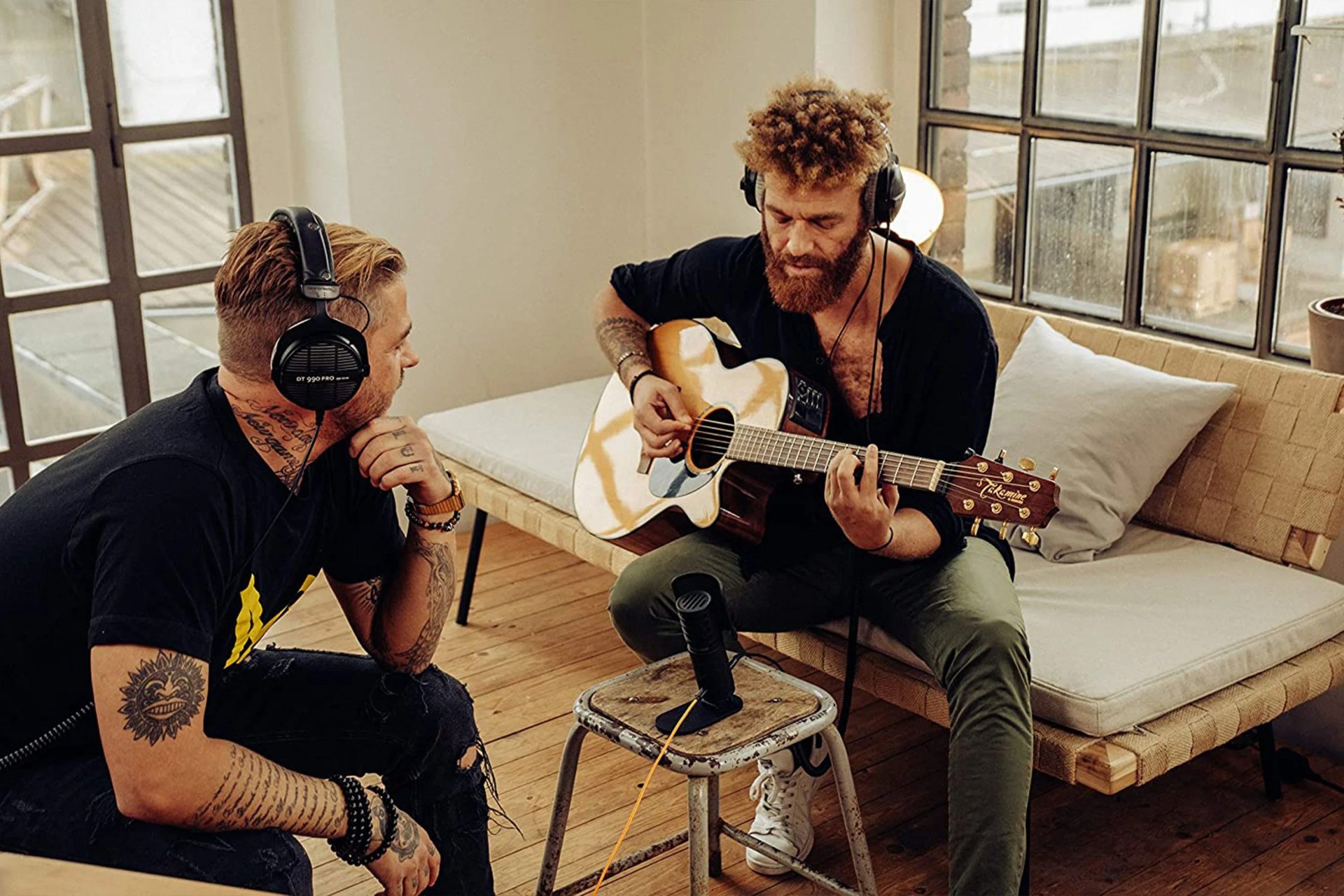 two men using beyerdynamic headphones