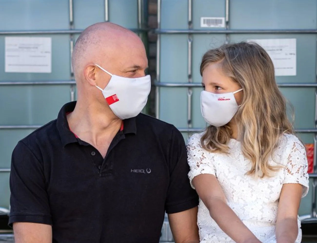 carlo centonze and daughter wearing viroblock face masks