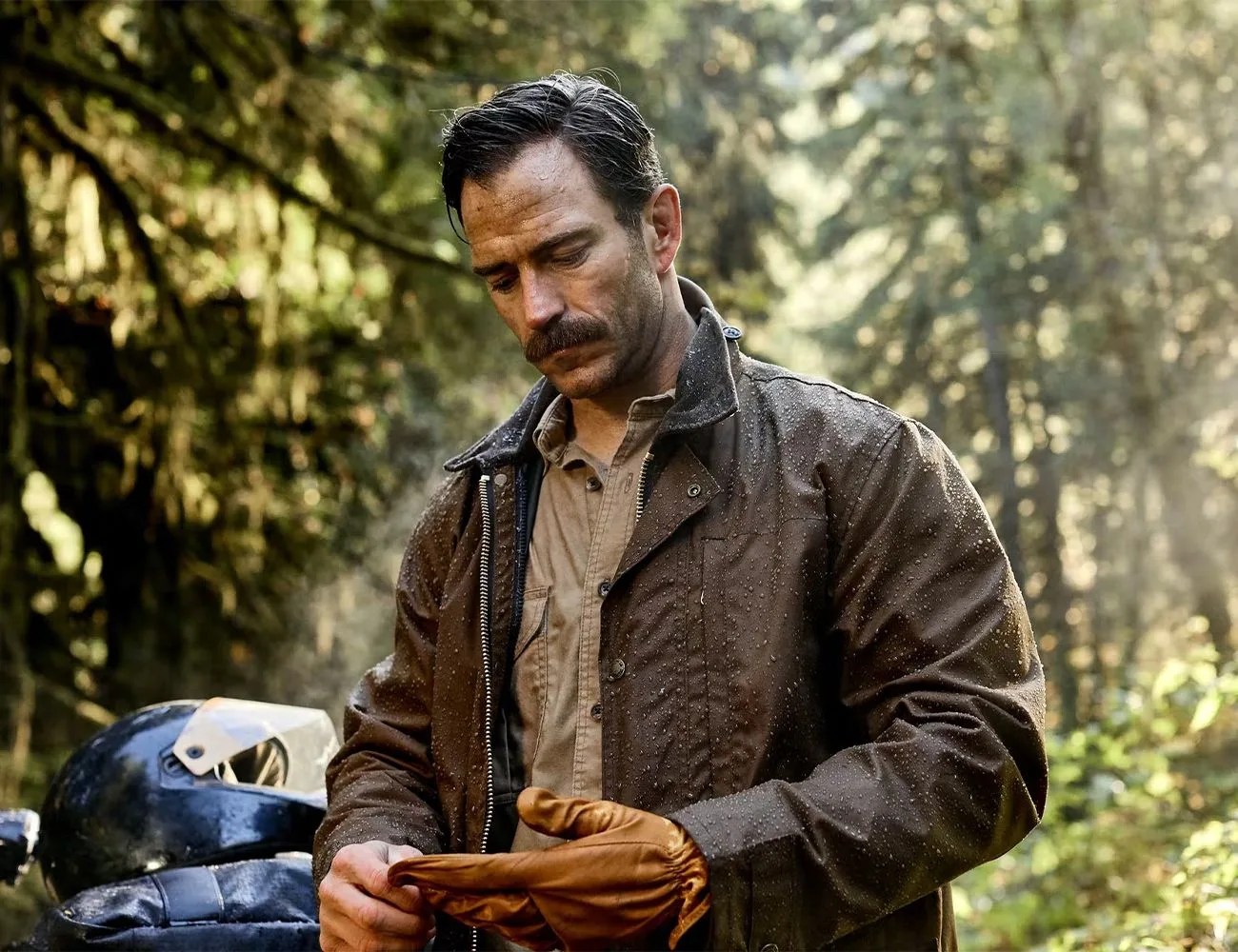 man wearing filson jacket