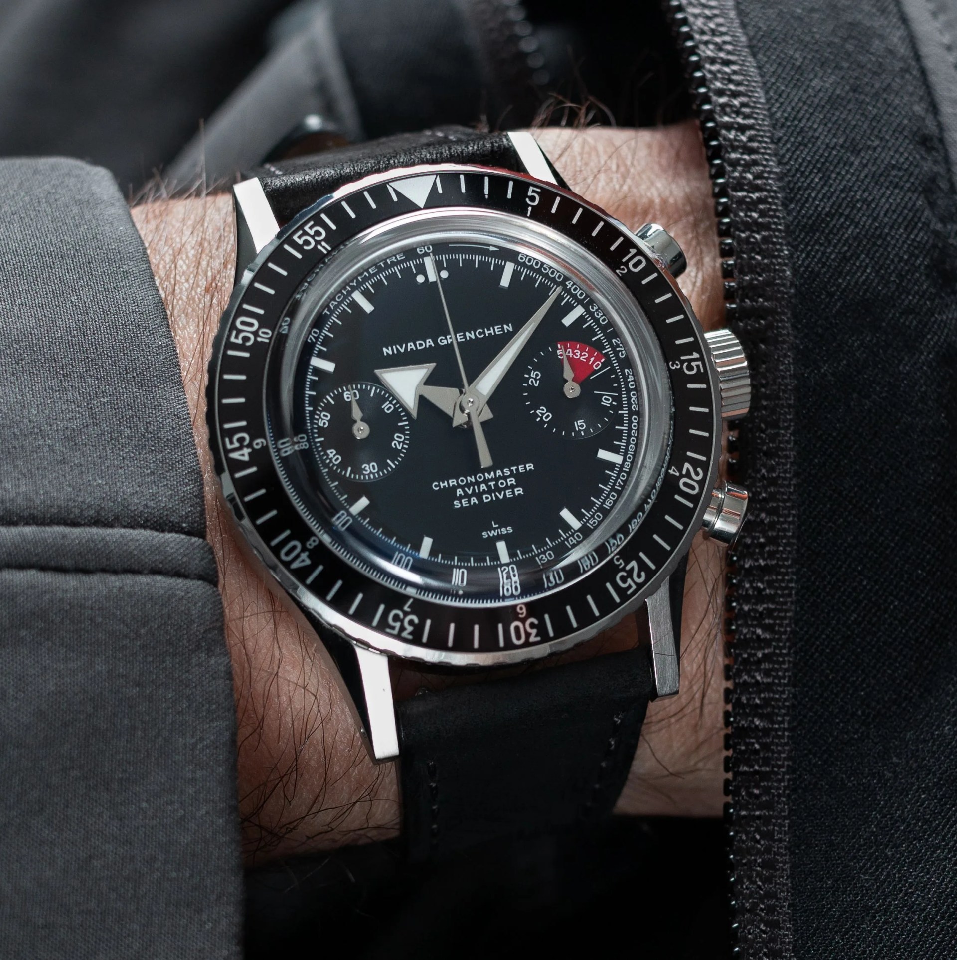chronograph watch on wrist