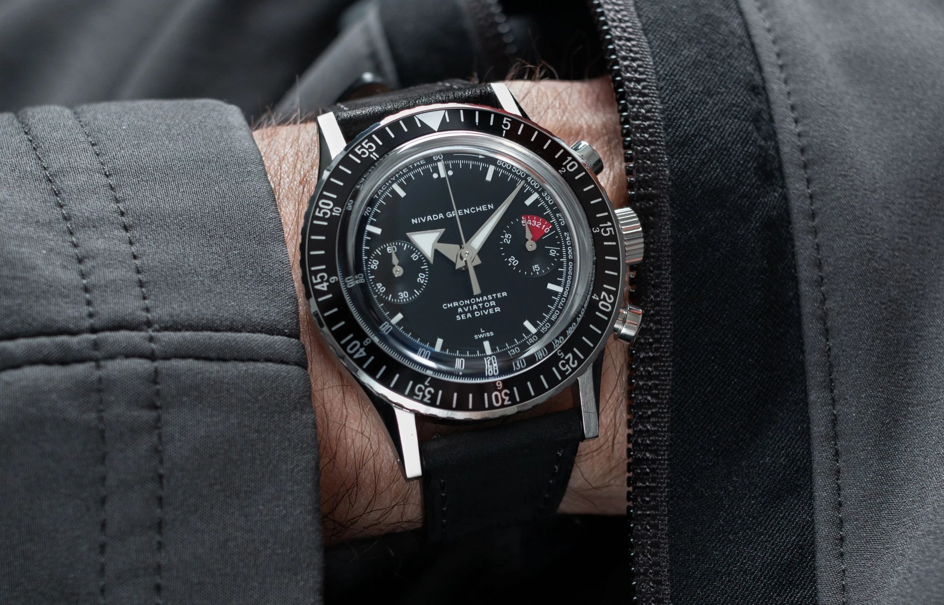 chronograph watch on wrist
