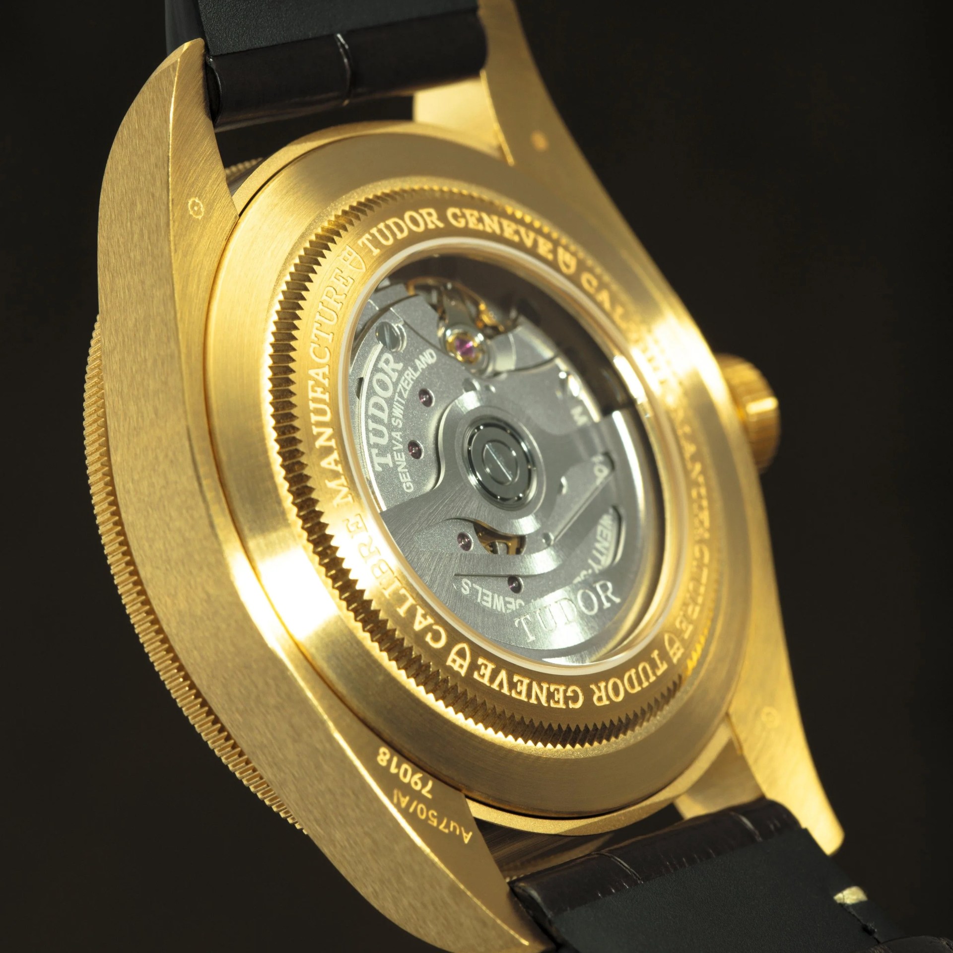 gold watch with view of movement