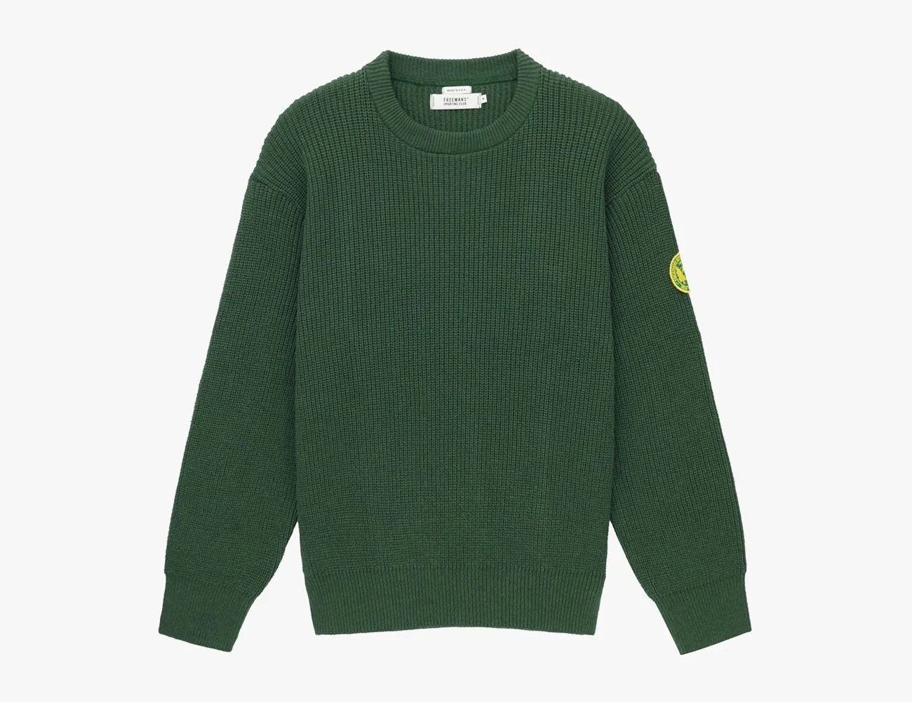 freemans sporting club fsc patch crewneck sweater dark green