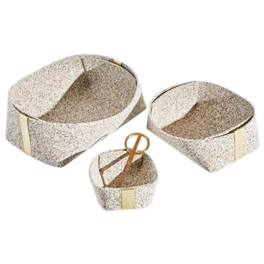 Sand Terrazzo Rubber and Brass Baskets