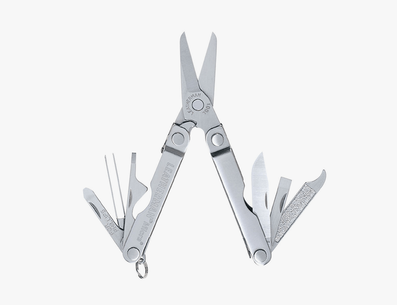 Leatherman Micra in silver on a white background