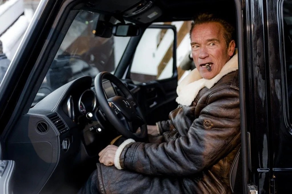 arnold schwarzenegger in an electric g class