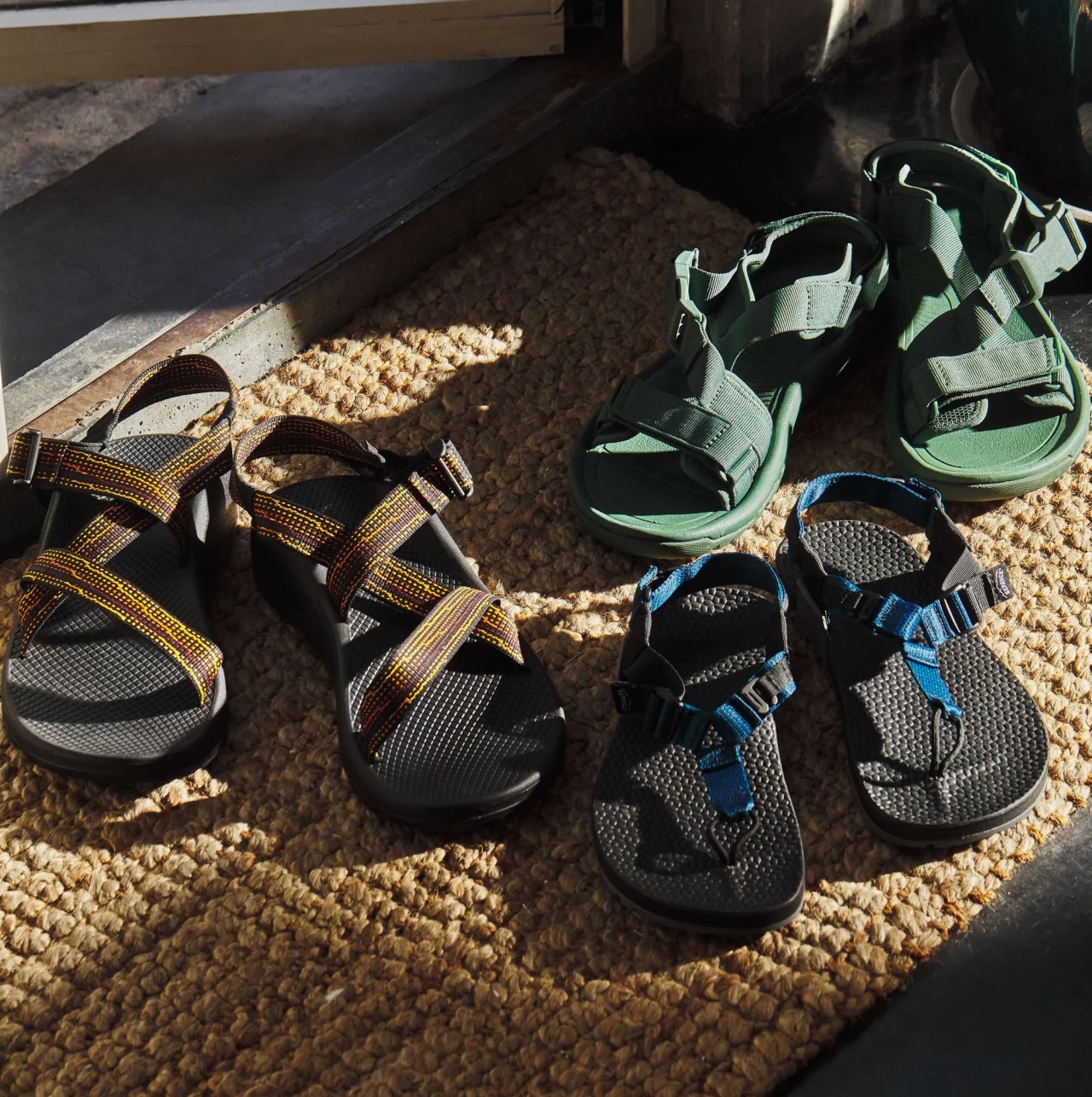 three pairs of outdoor sandals