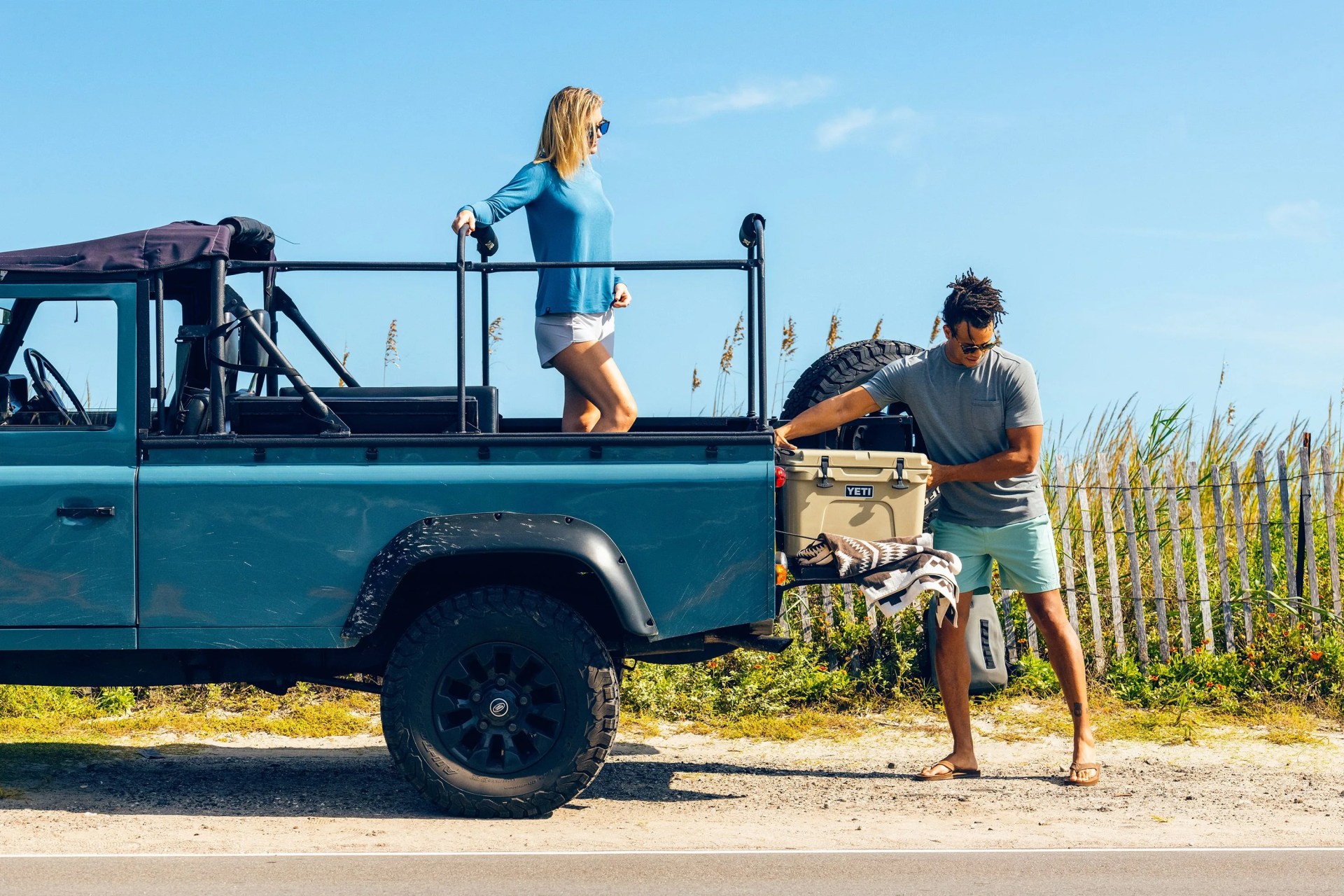 man and woman wearing freefly shorts