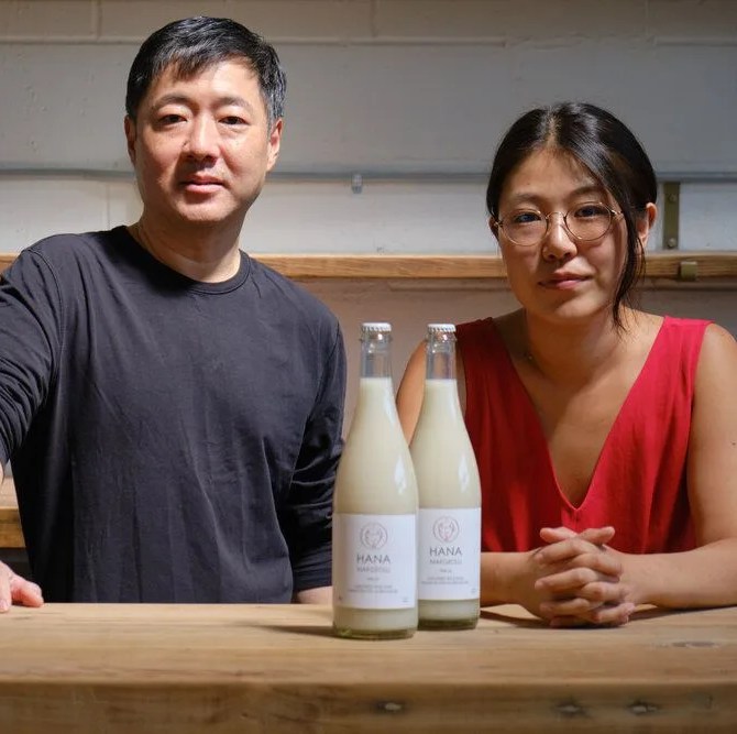 alice jun and john limb of hana makgeolli in greenpoint, brooklyn