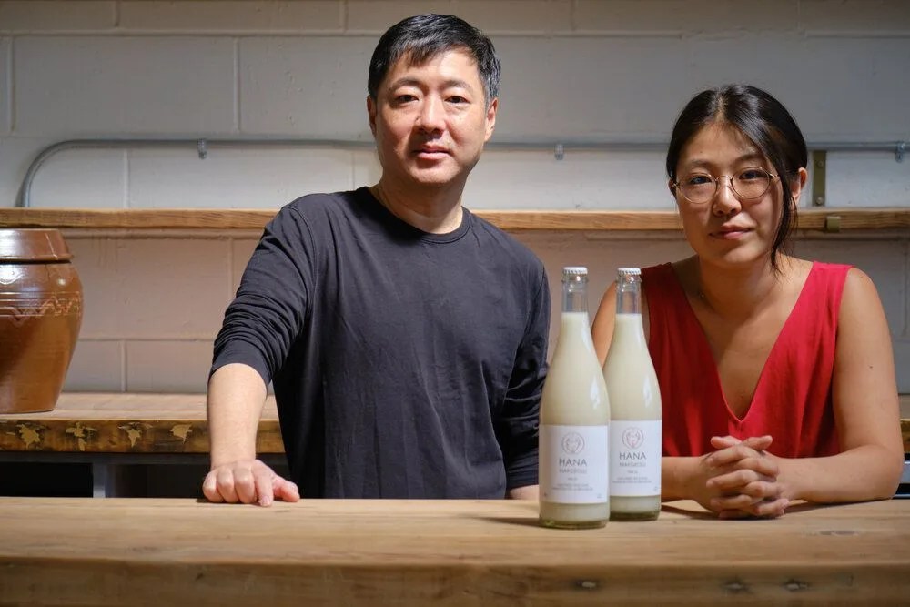 alice jun and john limb of hana makgeolli in greenpoint, brooklyn