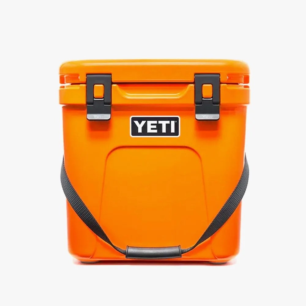 an orange yeti cooler