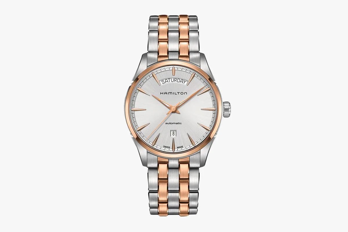 hamilton jazzmaster viewmatic auto two tone watch