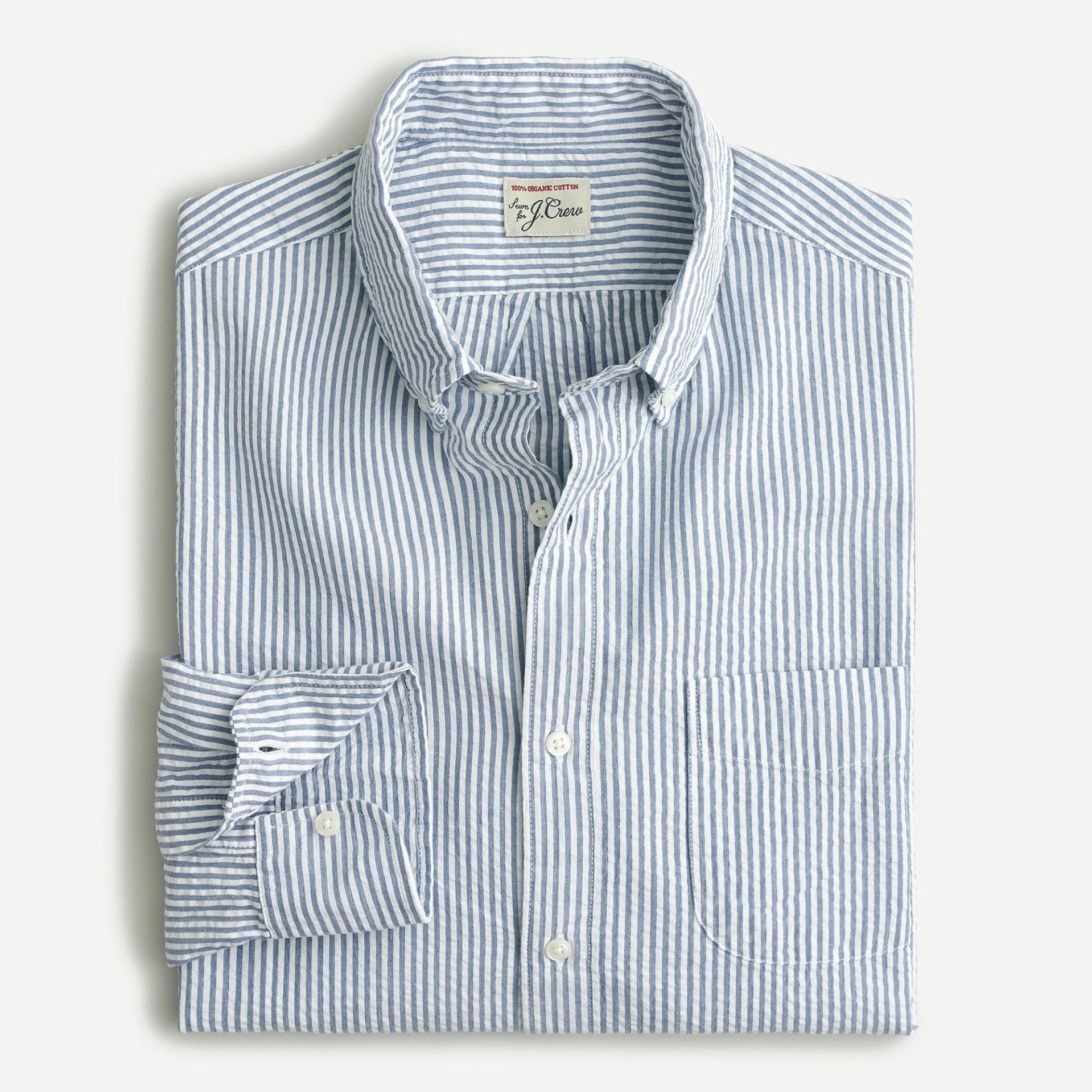 Slim seersucker shirt in stripe