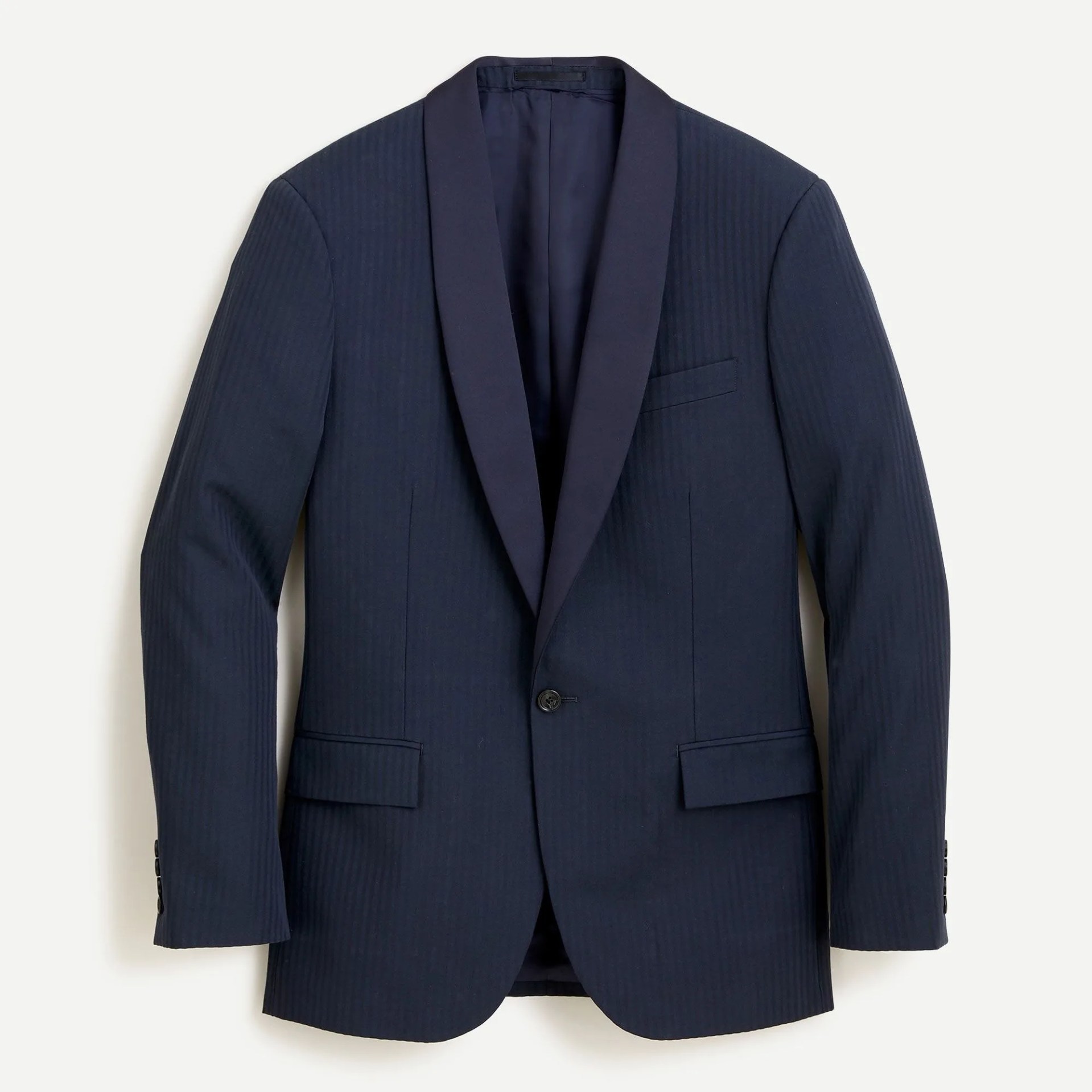 Ludlow Slim-fit tuxedo jacket in Italian wool-cotton seersucker