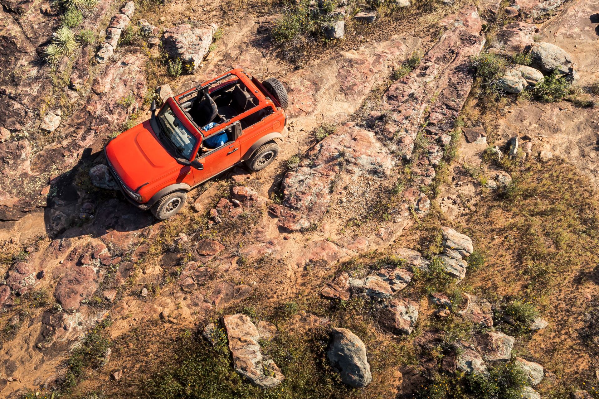 ford red bronco top view