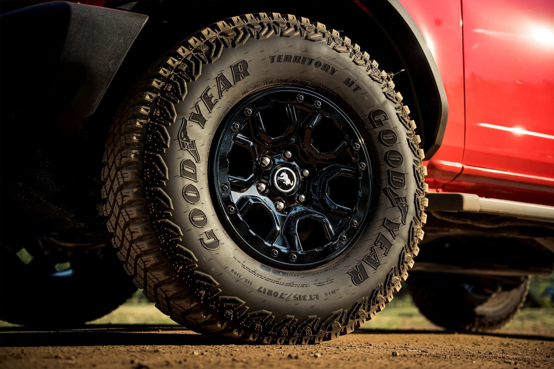 ford red bronco good year tires