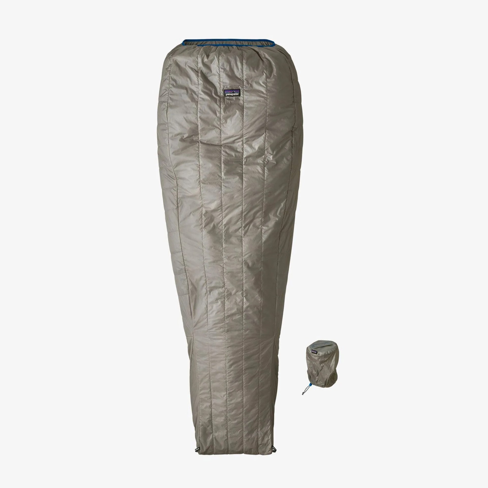 a gray sleeping bag