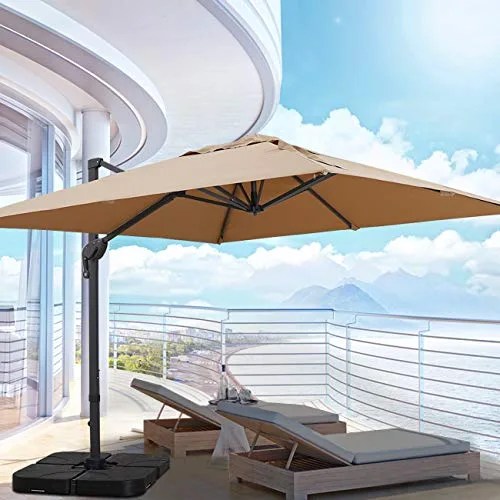 Sunnyglade 10x13ft Patio Offset Hanging Umbrella Rectangular Deluxe Outdoor Cantilever Umbrella