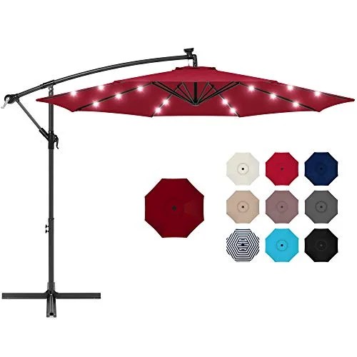 Best Choice Products 10ft Solar LED Offset Hanging Market Patio Umbrella