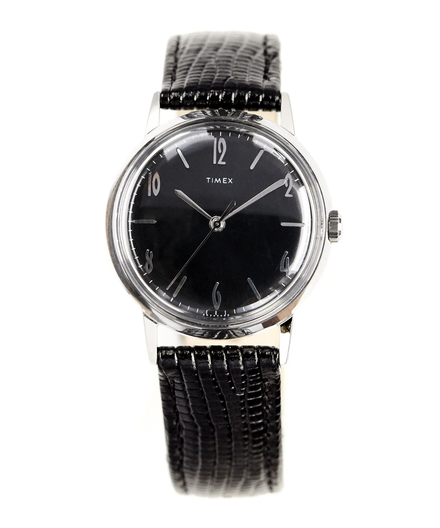 marlin 34mm handwound leather strap watch timex