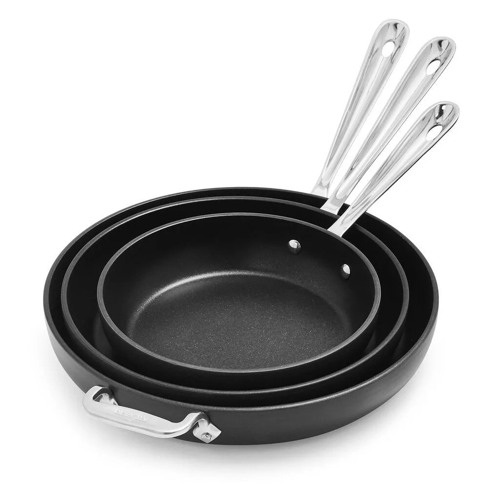allclad ha1 nonstick set of 3 skillets, 8", 10" and 12"
