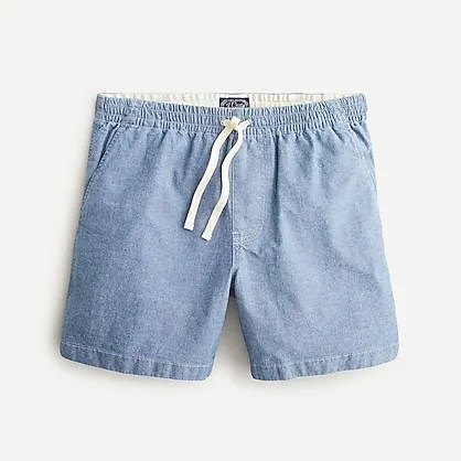 dock short in stretch chambray