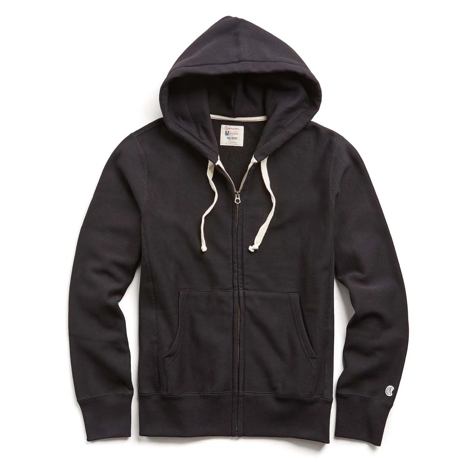 lightweight full zip hoodie in black