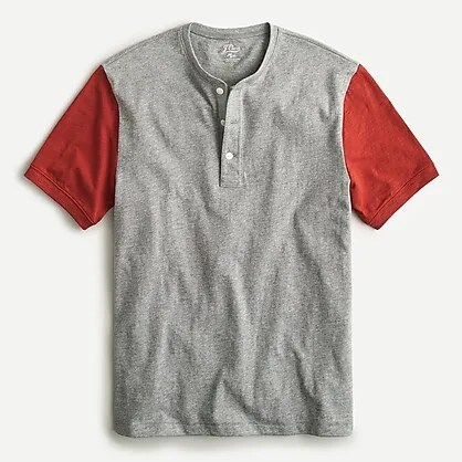 slub cotton shortsleeve baseball henley