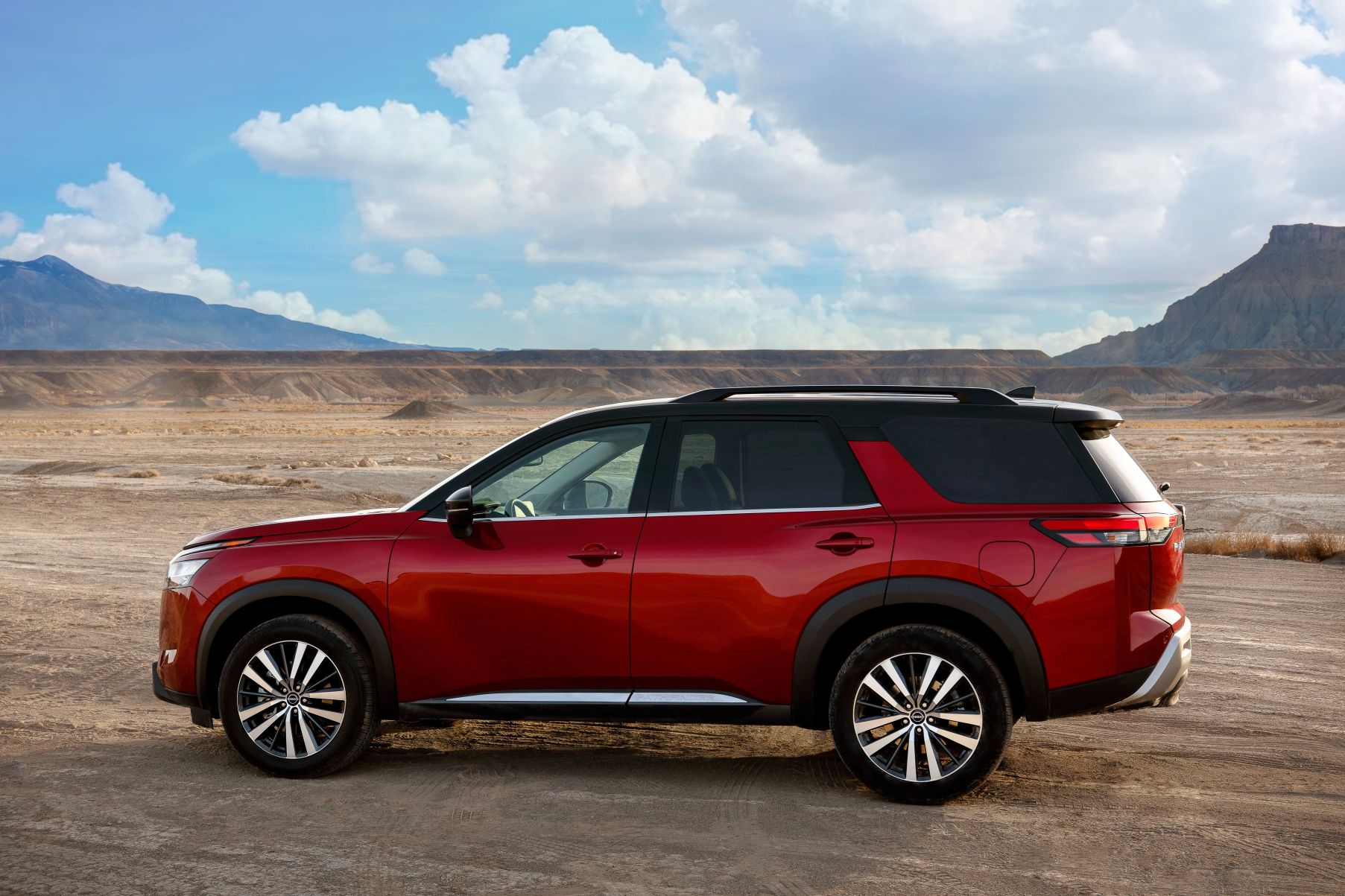 the 2022 pathfinder is all new from the wheels up the new design incorporates a massive front presence and larger tire appearance – giving it an authentic, rugged suv feel from the start overall width has increased 12 inches for an imposing look, while overall length remains approximately the same as the previous generation – the right size for maneuvering parking lots and trails alike