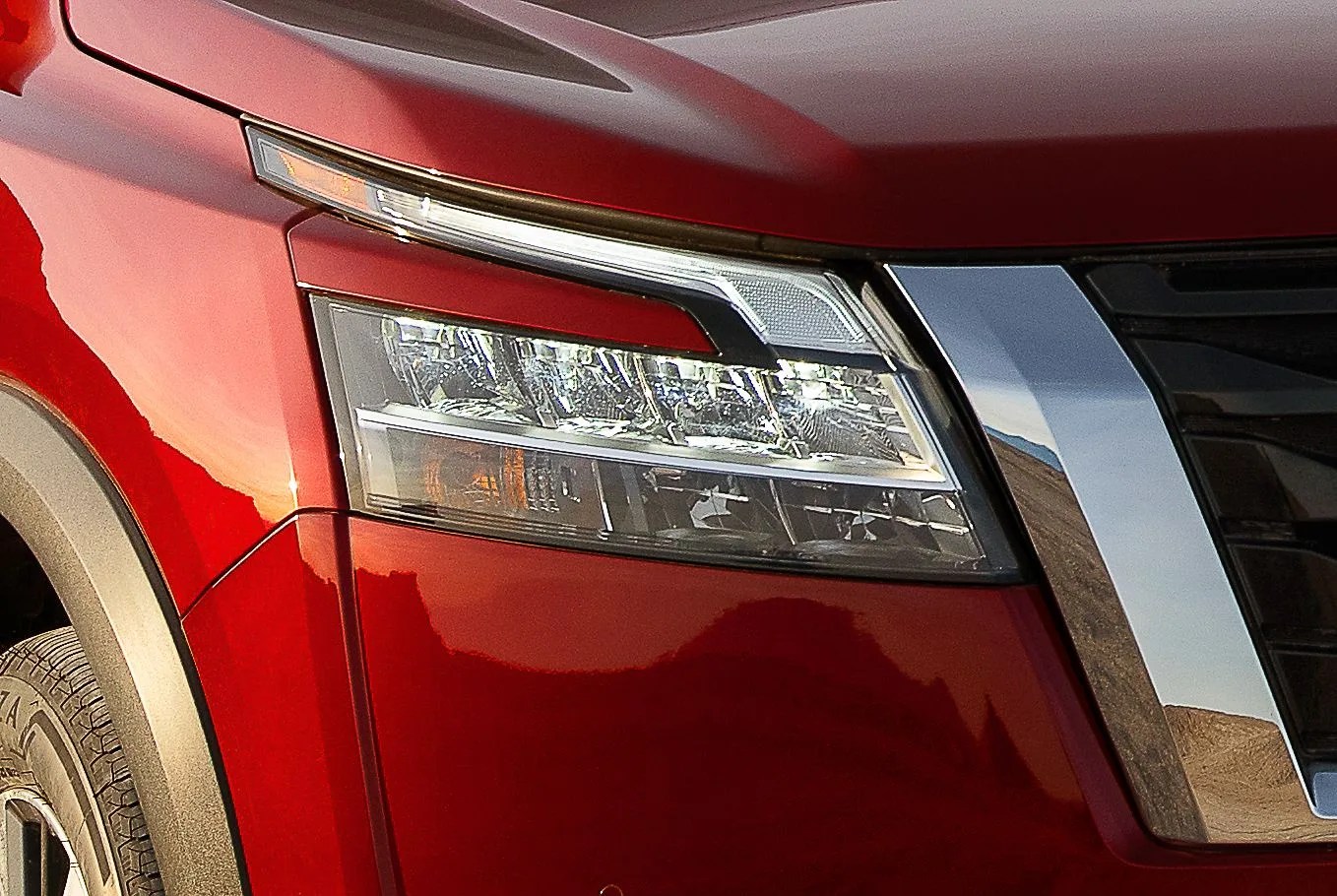 the 2022 pathfinder is all new from the wheels up distinctive nissan signature features such as the standard led c shaped headlights include slim upper daytime running lights