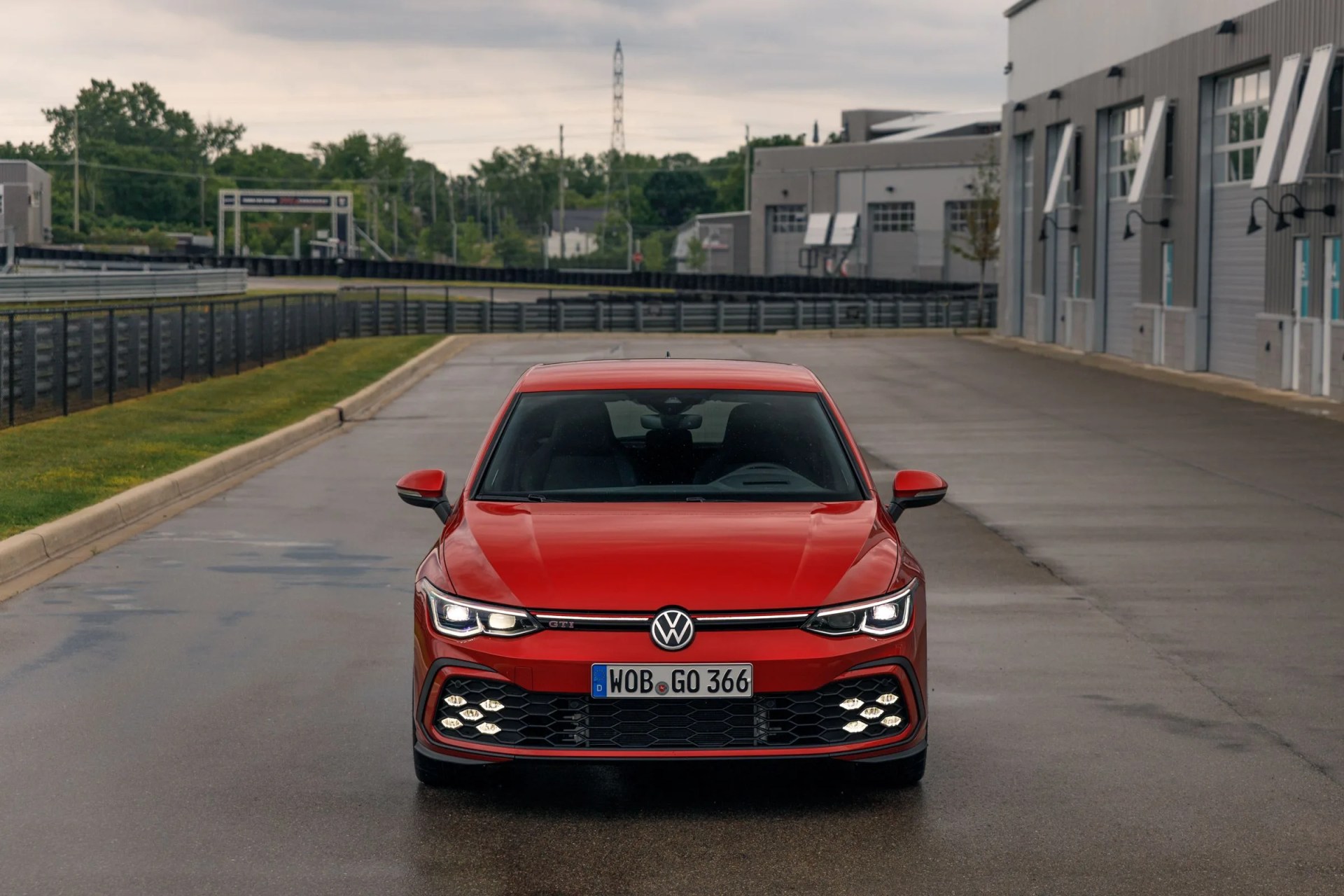 vw gti mk8 bacarella red car front