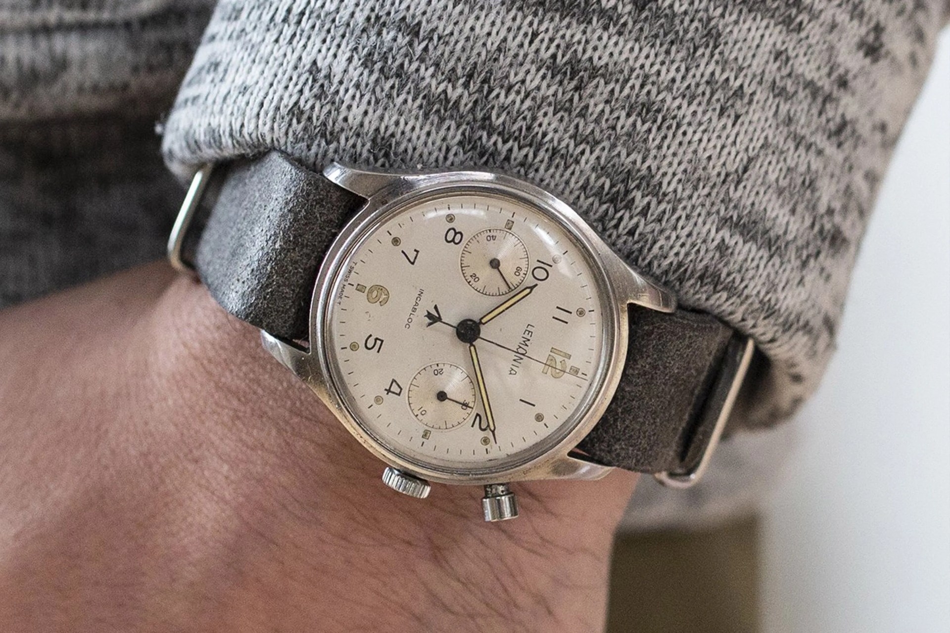 1960s lemania monopusher military chronograph