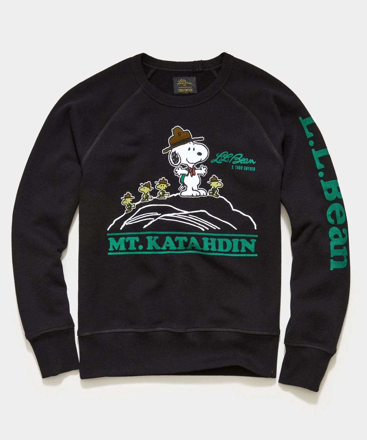 llbean x todd snyder peanuts edition mt katahdin sweatshirt in blacktop