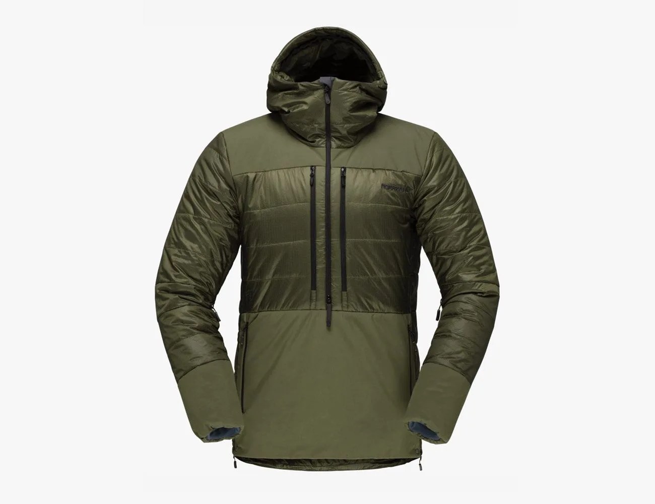 a green insulated anorak